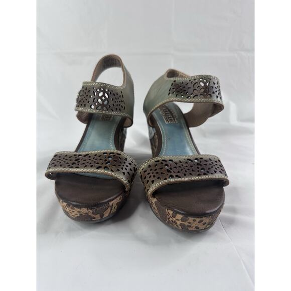 Spring Step L’Artiste Q Allura-Sky Blue Wedge Sandals Leather Sz 38 US 7-7.5 - Picture 3 of 7